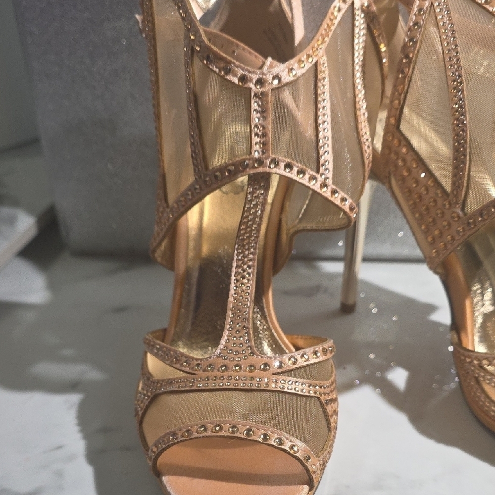 Rose Gold Rhinestone Heels - Picture 4 of 5